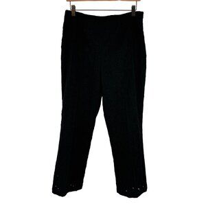 Etcetera Black Wool Blend Womens Trousers Size 10  Cut-Out Floral Pattern